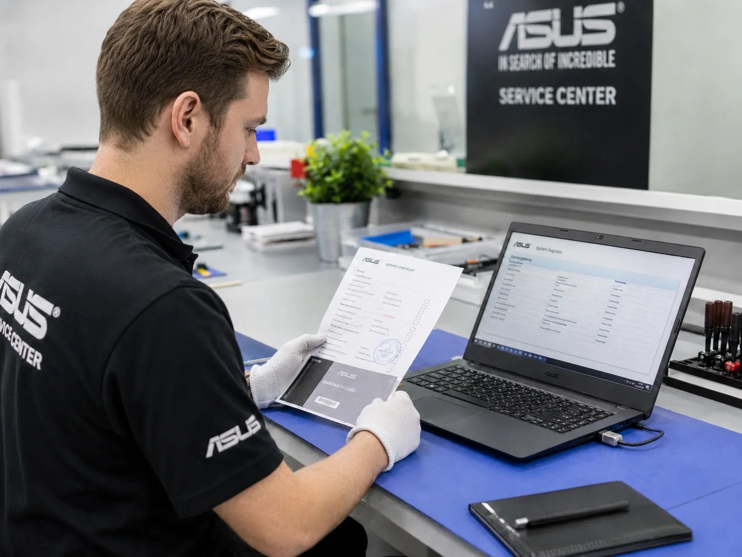 Контроль качества после ремонта ASUS